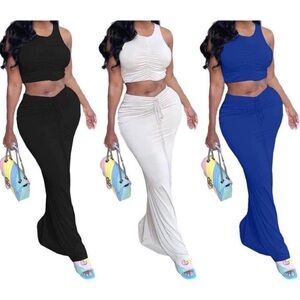 Mermaid Bottom Maxi 2Piece Set; Fitted
Small med Large 
Blue Black White